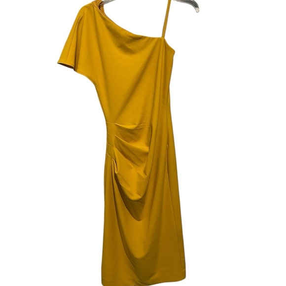 Rachel Rachel Roy Yellow One-Shoulder Dress Women’s Small Elegant Cocktail Midi - Picture 4 of 9